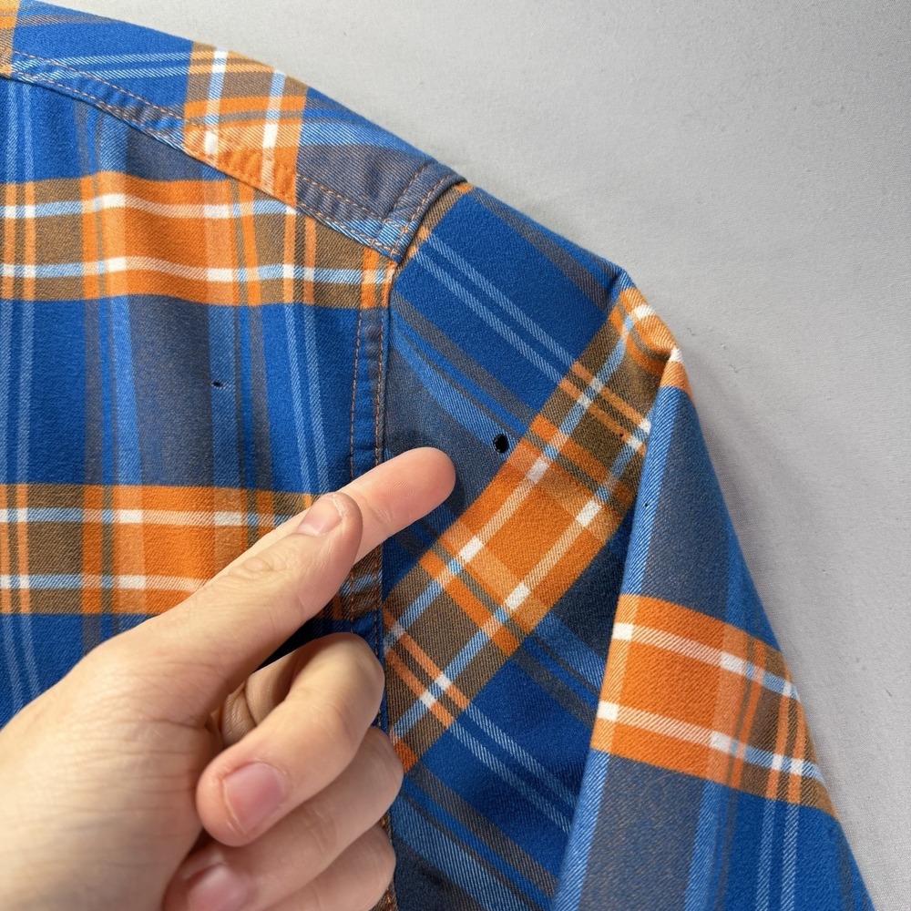 Alaskan Hardgear Duluth Trading Shirt Mens Medium Orange Blue Flannel Camp Gorp - Picture 5 of 12
